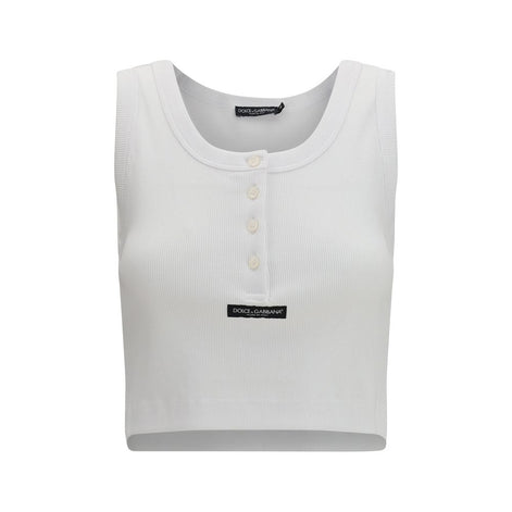 Dolce & Gabbana White Cotton Tank Tops