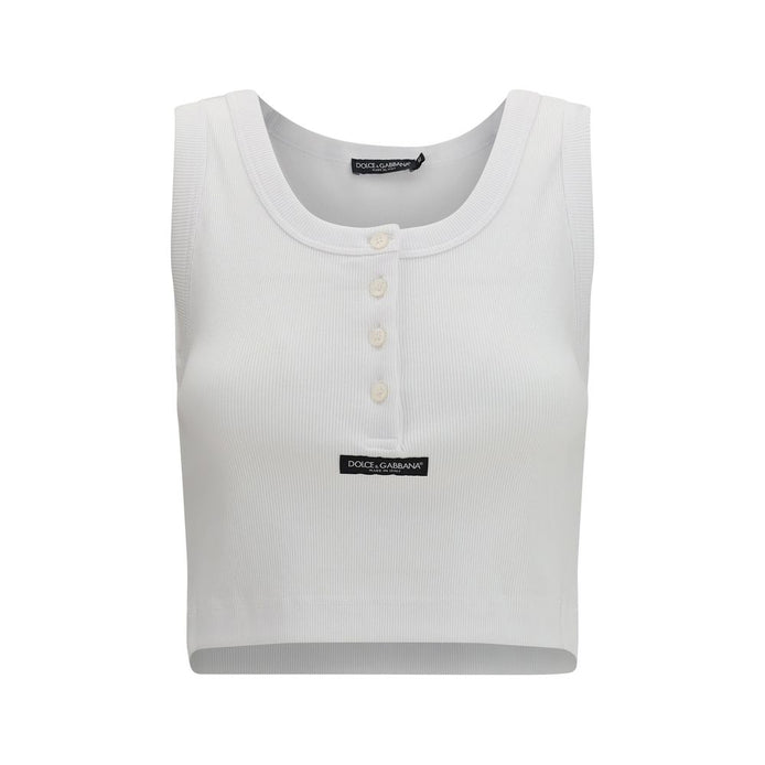 Dolce & Gabbana White Cotton Tank Tops