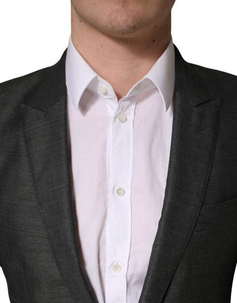 Dolce & Gabbana Dark Gray Wool Slim Fit Coat Jacket Blazer