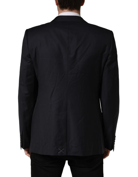 Dolce & Gabbana Black Wool Slim Fit Coat Men Jacket Blazer