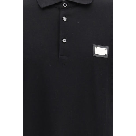 Dolce & Gabbana Black Cotton Polo Shirt