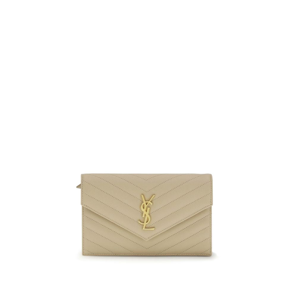 Saint Laurent Cassandre mini Beige Leather Shoulder Bag