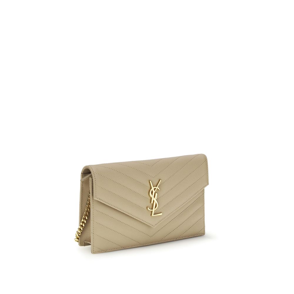 Saint Laurent Cassandre mini Beige Leather Shoulder Bag