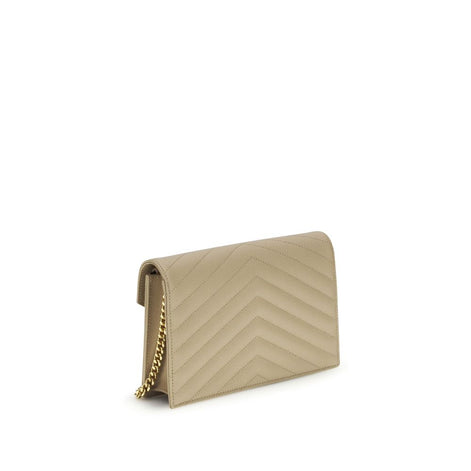 Saint Laurent Cassandre mini Beige Leather Shoulder Bag