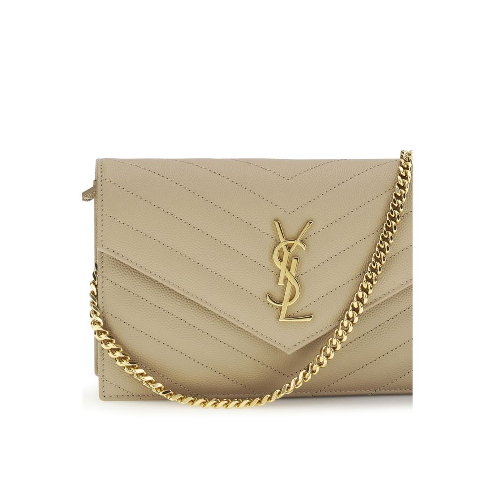 Saint Laurent Cassandre mini Beige Leather Shoulder Bag