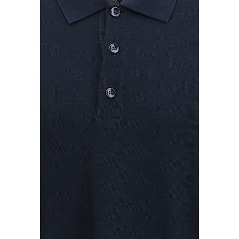 Giorgio Armani Blue Viscose Polo Shirt