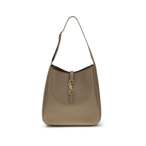 Saint Laurent Le 5 À 7 Supple small Gray Leather Shoulder Bag