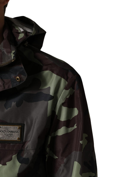 Dolce & Gabbana Multicolor Camouflage Hooded Bomber Jacket