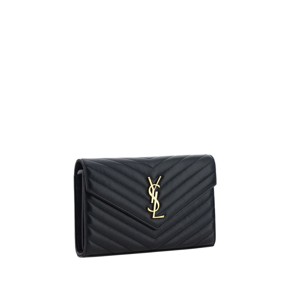 Saint Laurent Cassandre Black Leather Shoulder Bag