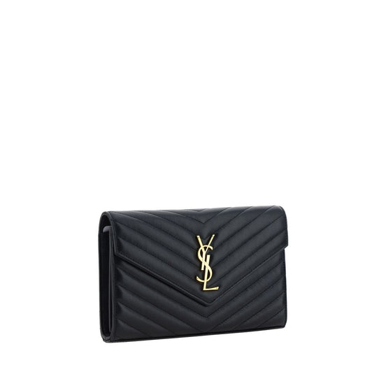 Saint Laurent Cassandre Black Leather Shoulder Bag