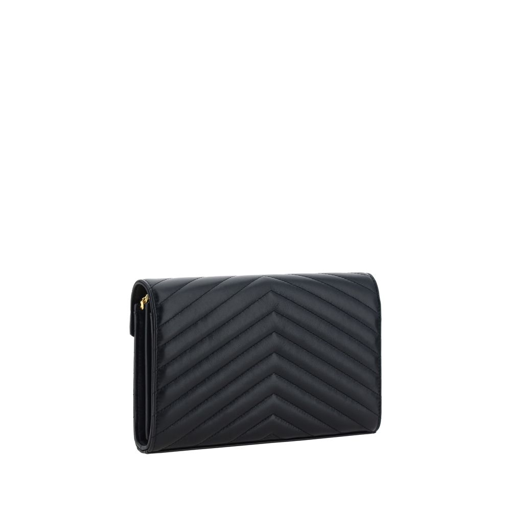 Saint Laurent Cassandre Black Leather Shoulder Bag