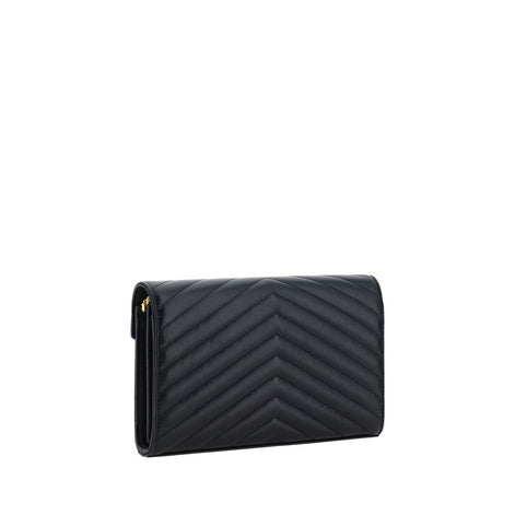 Saint Laurent Cassandre Black Leather Shoulder Bag