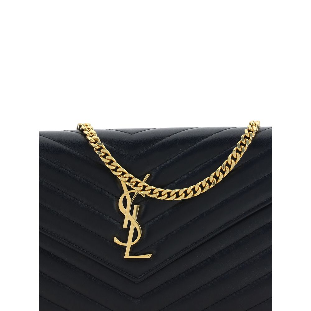 Saint Laurent Cassandre Black Leather Shoulder Bag