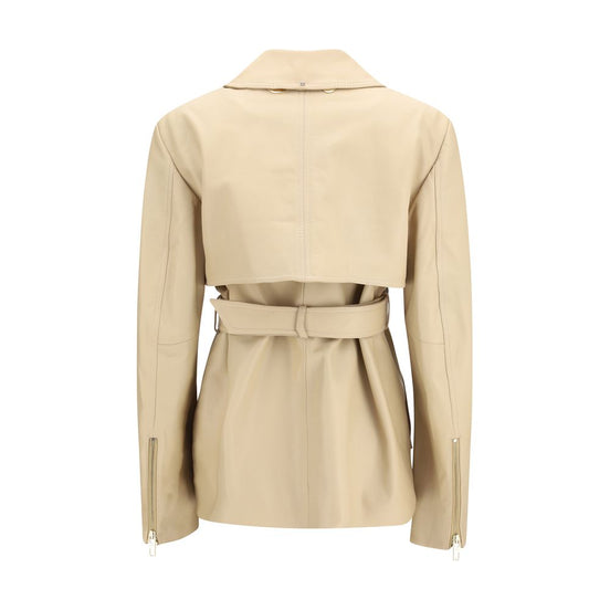 Max Mara Beige Lamb Ovis Aries Aries Leather Jacket