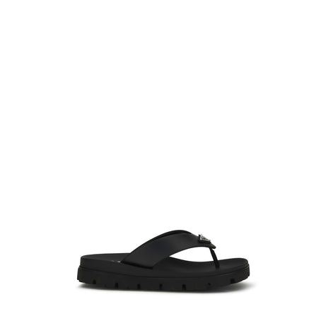Prada Brown Calf Leather Bos Taurus Flat Sandals