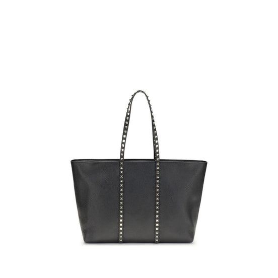 Valentino Garavani Rockstud Shopping Tote Black Leather Shoulder Bag