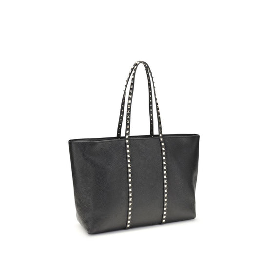 Valentino Garavani Rockstud Shopping Tote Black Leather Shoulder Bag