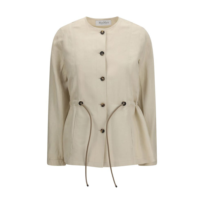 Max Mara Beige Linen Full-Length Jacket