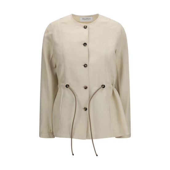 Max Mara Beige Linen Full-Length Jacket