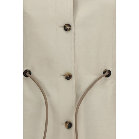 Max Mara Beige Linen Full-Length Jacket