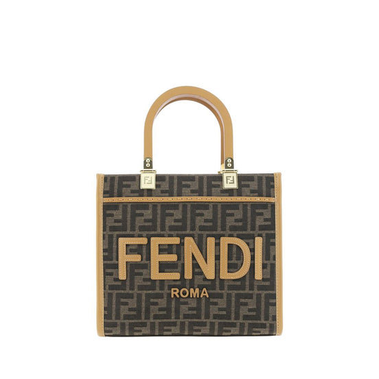 Fendi Brown Tote Fabric Shoulder Bag