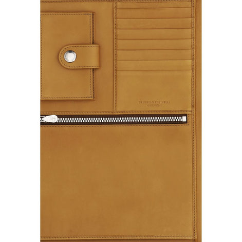 Brunello Cucinelli Brown Calf Leather Bos Taurus Wallet