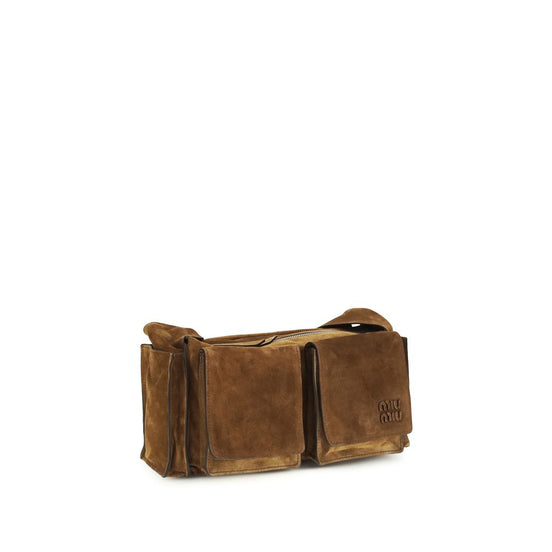 Miu Miu Utilitaire suede Brown Leather Shoulder Bag