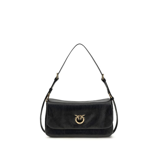 PINKO Black Calf Leather Bos Taurus Shoulder Bag