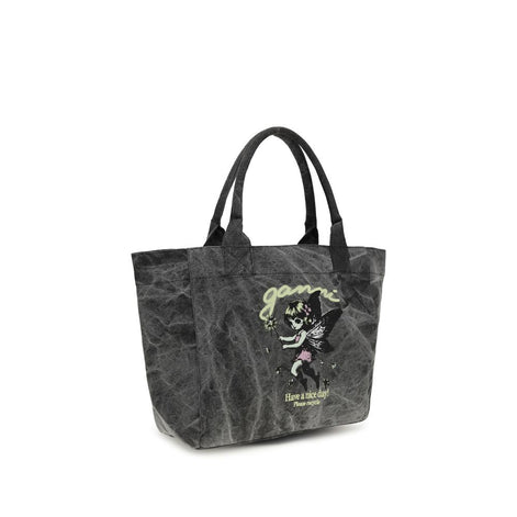 Ganni Gray Recycled Cotton Shoulder Bag