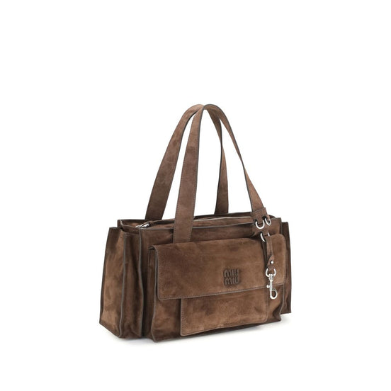 Miu Miu Utilitaire suede Shopping Brown Leather Shoulder Bag