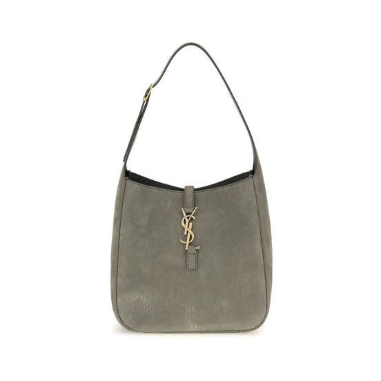 Saint Laurent Le 5 à 7 Supple small In Grained nubuck Gray Leather Shoulder Bag