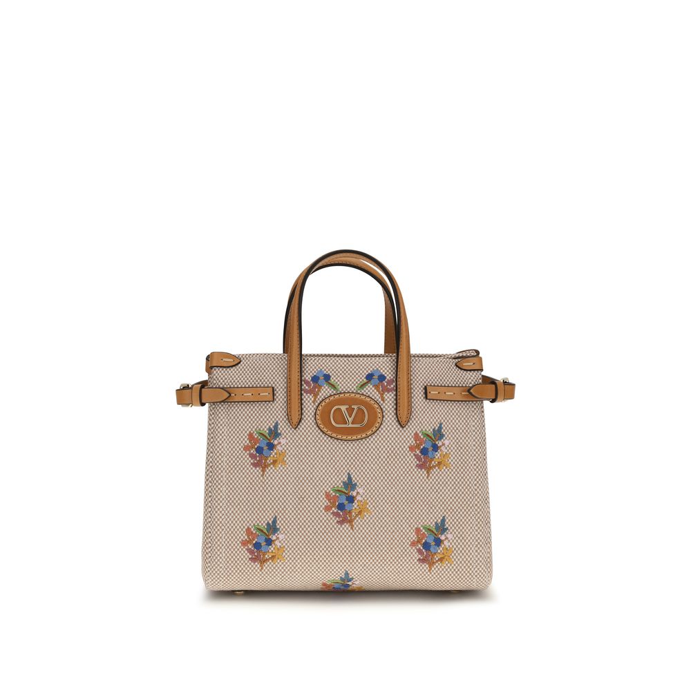 Valentino Garavani Antibes small Beige Cotton Handbag