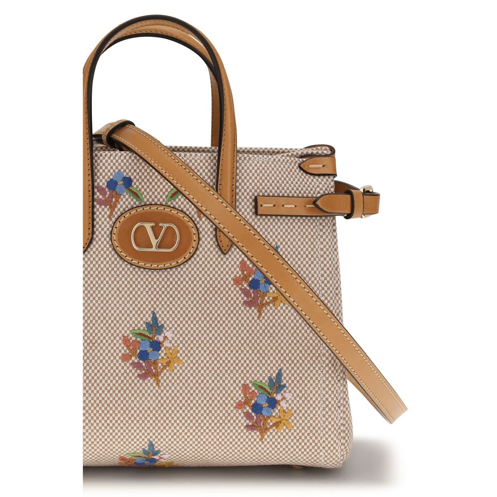Valentino Garavani Antibes small Beige Cotton Handbag