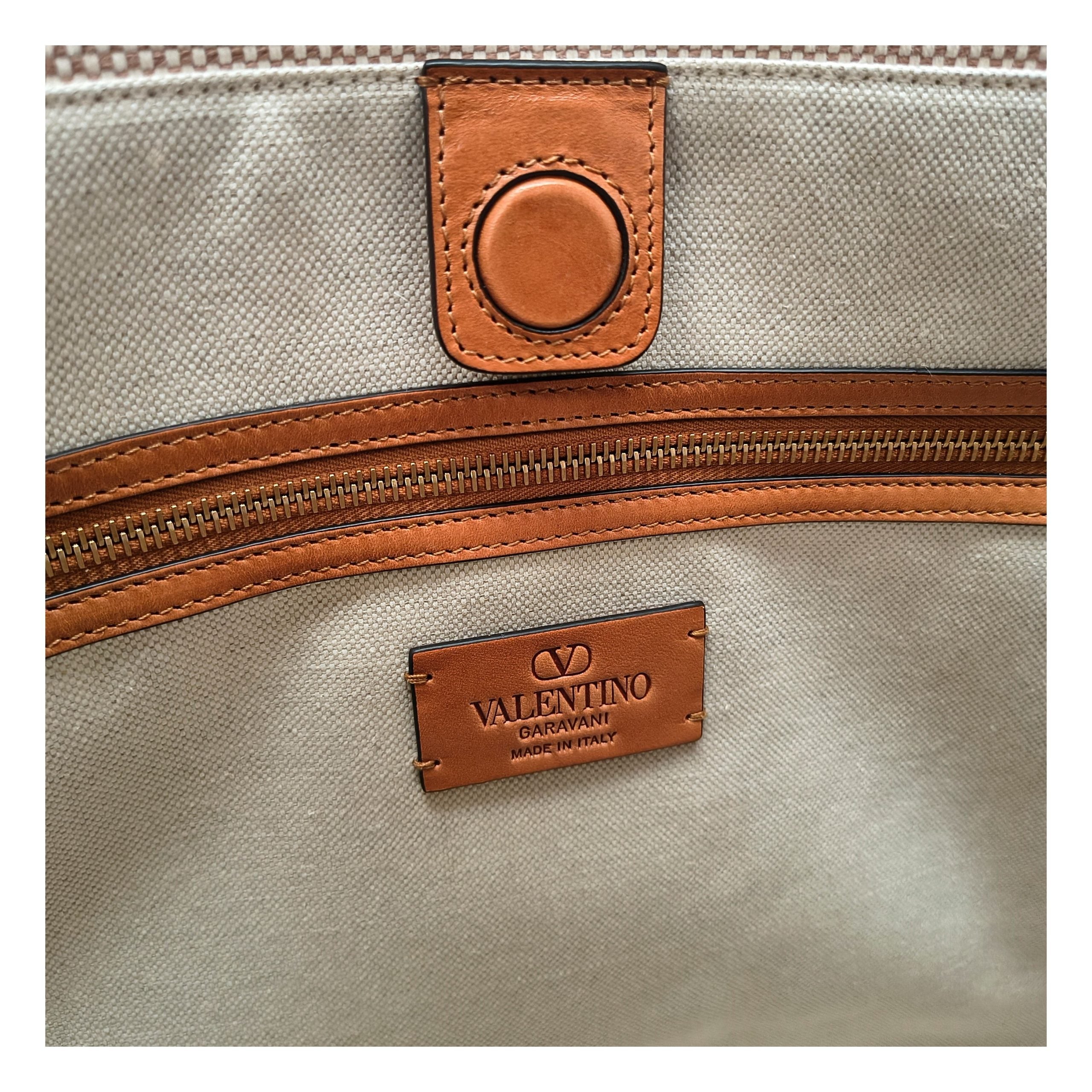 Valentino Garavani Antibes Beige Fabric Handbag