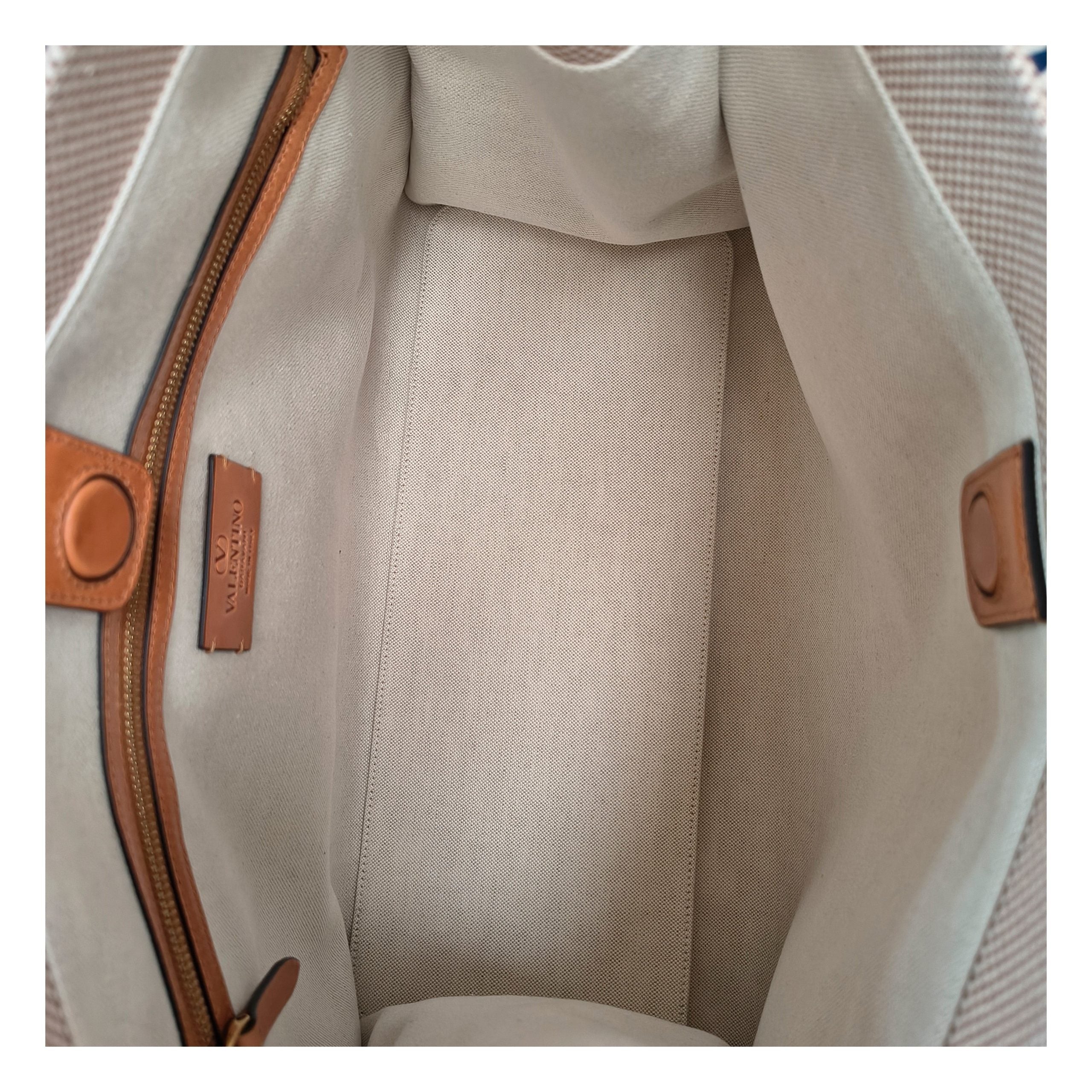 Valentino Garavani Antibes Beige Fabric Handbag