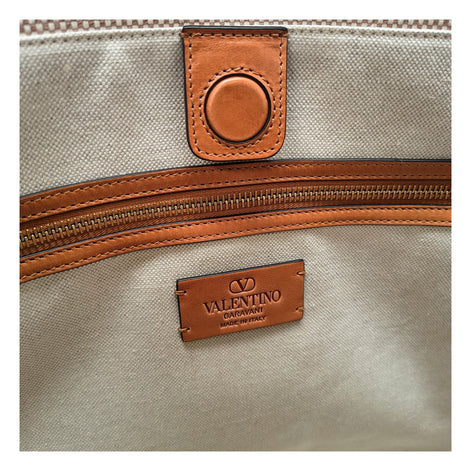 Valentino Garavani Antibes Beige Fabric Handbag