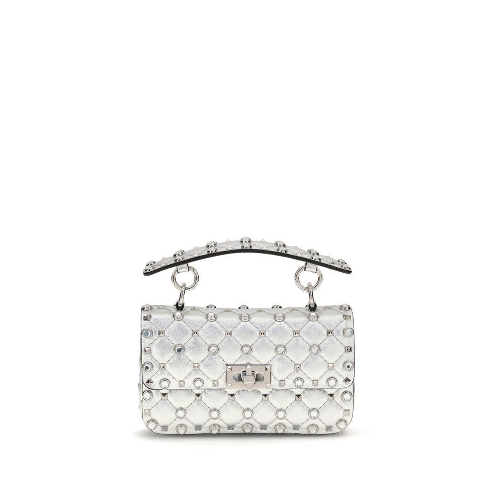 Valentino Garavani Rockstud Spike Silver Lamb Handbag