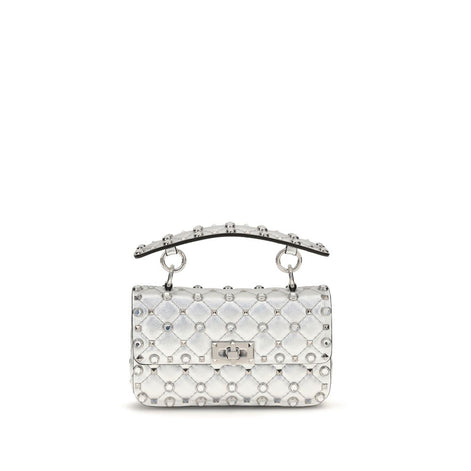 Valentino Garavani Rockstud Spike Silver Lamb Handbag