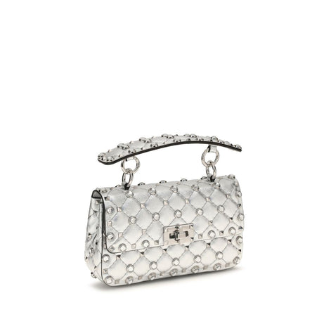 Valentino Garavani Rockstud Spike Silver Lamb Handbag