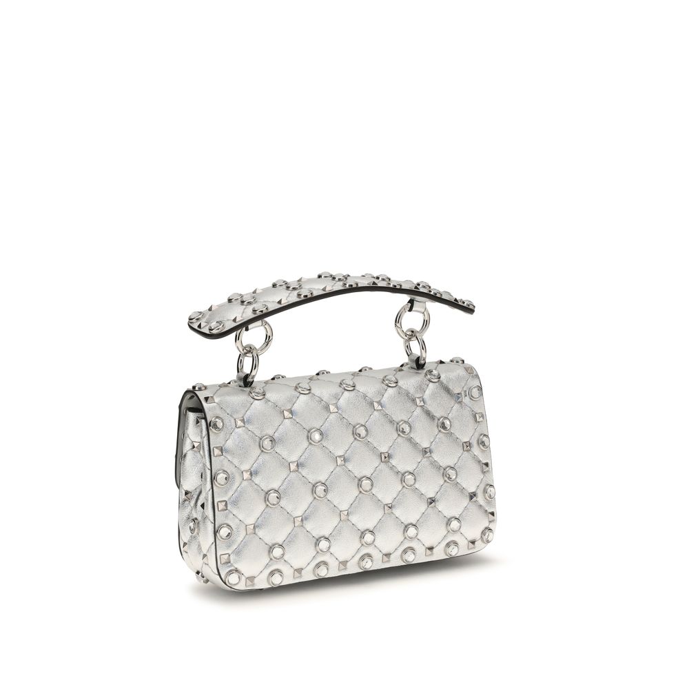 Valentino Garavani Rockstud Spike Silver Lamb Handbag