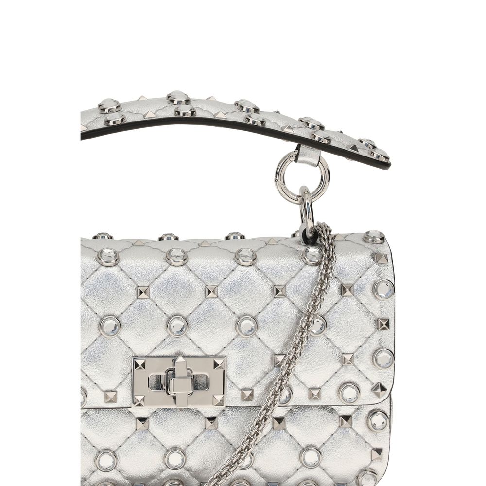 Valentino Garavani Rockstud Spike Silver Lamb Handbag