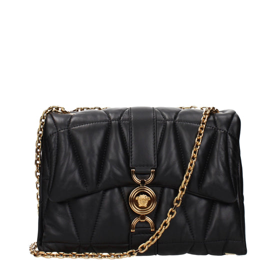 Versace Kleio Quilted Nappa Black Leather Shoulder Bag