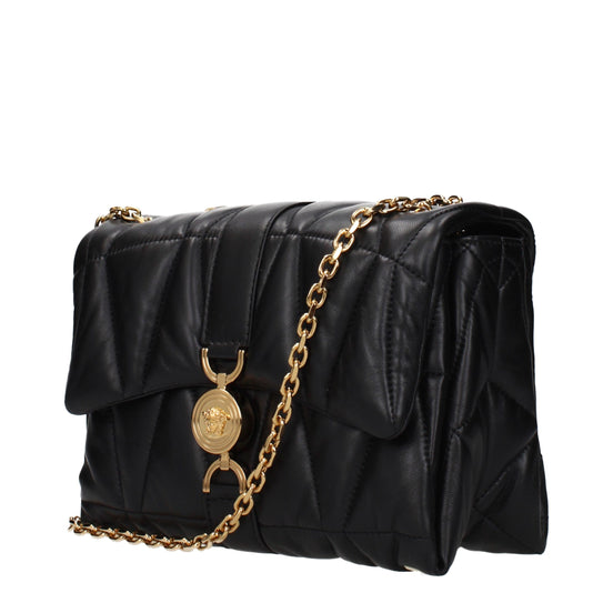 Versace Kleio Quilted Nappa Black Leather Shoulder Bag