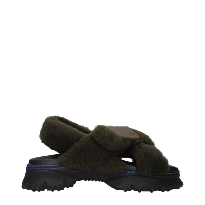 Burberry Green Fur Slippers