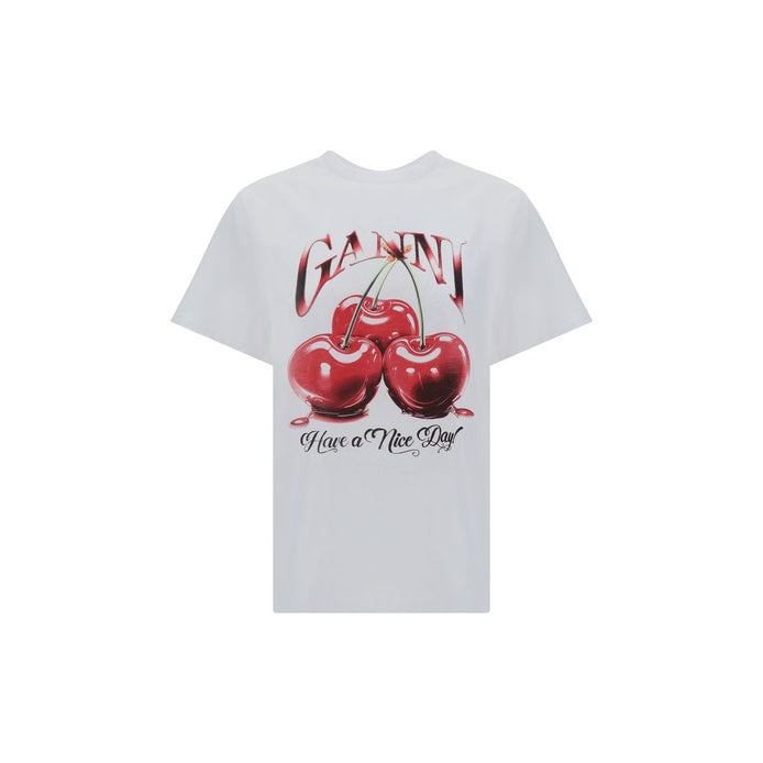 Ganni White Cotton T-Shirt