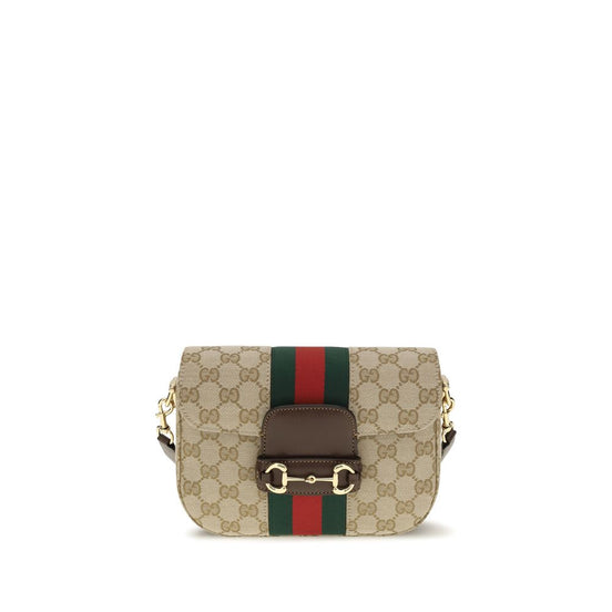Gucci Horsebit 1955 small Beige Fabric Shoulder Bag