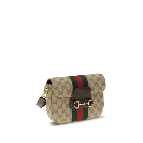 Gucci Horsebit 1955 small Beige Fabric Shoulder Bag