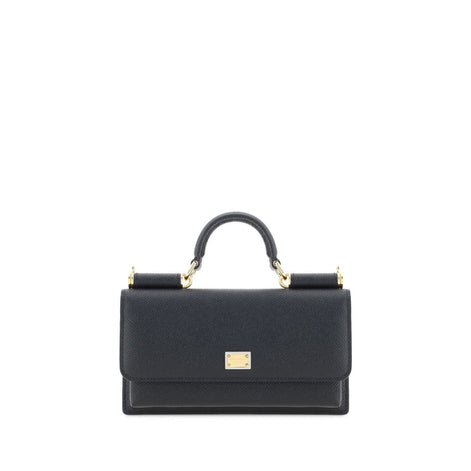 Dolce & Gabbana Sicily micro Black Leather Shoulder Bag
