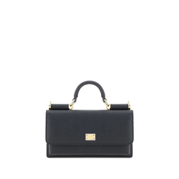 Dolce & Gabbana Sicily micro Black Leather Shoulder Bag