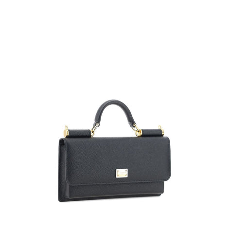Dolce & Gabbana Sicily micro Black Leather Shoulder Bag